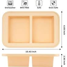 Er Ice Cube Tray 2 Cup X 2 Portions Big Silicone Freezing Mold With Lid For SoupMeal Prep Food Leftovers Freezer Storage Container 2Pack