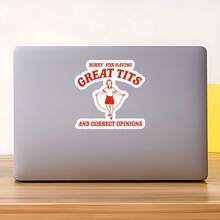 1PC Funny Quote Sticker, Retro Style Jump Rope Girl Vinyl Decal, Bold Opinion Empowerment Sticker For Laptop, Water Bottle, Or Journal, Aesthetic Sarcastic Humor Sticker, Strong Women Expression Sticker, Vintage Red Graphic Self-Identity Sticker - Multicolor - View 9