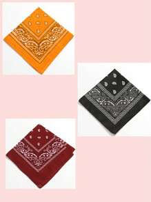 3pcs Paisley Pattern Headband Mask Bandana, Sports Cycling Bandana, Boho Chic Bandana