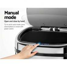 Devanti Rubbish Bin 68L Sensor White Steel Body Kitchen Trash Bins, Home Appliance, Senor And Manual Operation Liner Holder Fully Closed Lid Fingerprint Resistant - Bạc - Xem 5