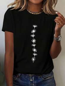 Women's T-Shirt,Summer Outfit,Streetwear, 100% Cotton Top Oversized,Must-Have - 黑色 - 查看 3