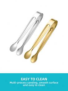 1/3/6/12pcs Stainless Steel Reusable Ice Cube Tongs, Dessert Tongs, Sugar Tongs, Versatile Catering Set - Compact & Durable - For Candies, Snacks, Salads, Appetizers, Ice Cubes, Kitchen Service, Cocktails, Tea Parties, Gifts, Kitchen Tools, Holiday Presents - 4-inch Sugar Clip Gold/silver - View 6