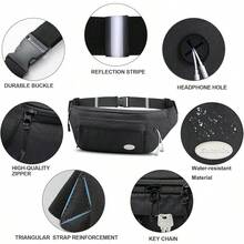 Entchin Fanny Pack Women Men,Crossbody Belt Bag With 4-Zipper Pockets,Adjustable Waist Bag Pack,One Of Most Popular Travel Essential Gifts Walking,Traveling,Cycling - 大號黑色 - 查看 4
