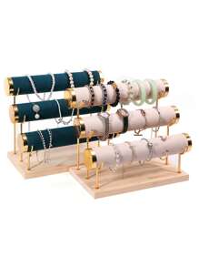 1pc Black, Green, White, Beige, Gray, Pink Solid Wood Suede Metal Jewelry Rack Bracelet Display Rack Bracelet Display Rack Jewelry Display Rack Jewelry Display Rack For Women Storage Organizer Travel Essentials Gift Back To School