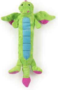 Juguete de peluche con chillido para perros Dragones Bubble de GoDog, tecnología de protección contra masticado - Rosa, Pequeño - Verde delgado - Ver 1