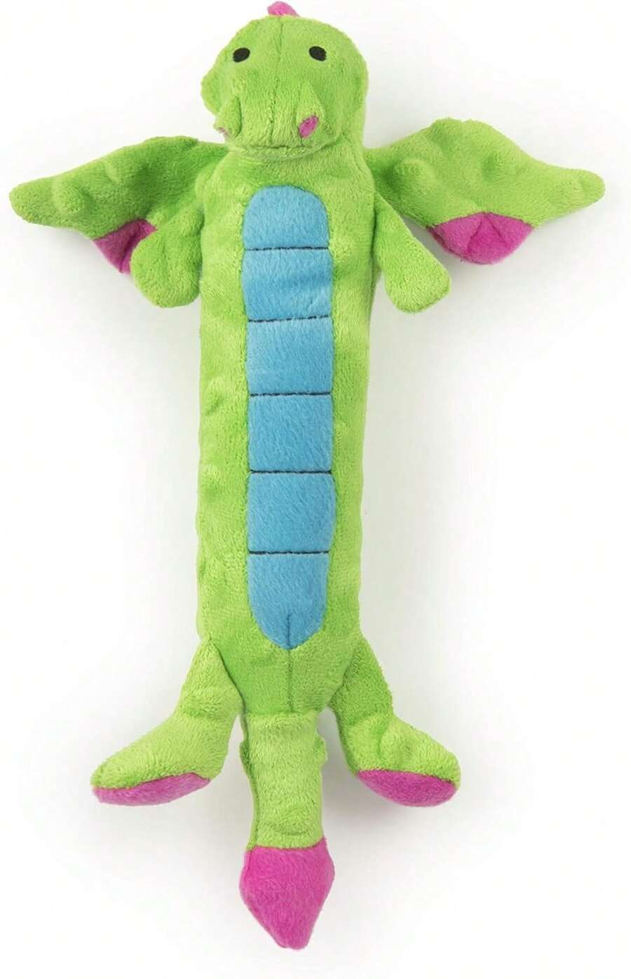 Juguete de peluche con chillido para perros Dragones Bubble de GoDog, tecnología de protección contra masticado - Rosa, Pequeño - Verde delgado - Ver 1