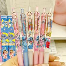 Disney 1pc New Star Baby Cartoon Blind Box Press Pen 0.5 Cartoon Metal Pen Holder Press Gel Pen Laser Black ST Blind Box Pen Ballpoint Pen School Supplies,Back To School