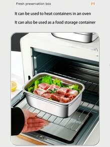 Cajas de almacenamiento de alimentos al vacío de acero inoxidable con tapas, cajas de almuerzo rectangulares selladas y a prueba de fugas, cajas de almacenamiento refrigerado y congelado de frutas para el hogar, cajas para calentar al horno y conservar la frescura, cajas para sopa de cocina de inducción, calentamiento universal para cocinas de inducción y eléctricas cerámicas, cajas de conservación de refrigerador y cajas selladas