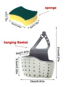 1pc Sink Hanging Drain Basket With Silicone Storage Box, Adjustable Shoulder Strap Drain Rack, Sponge Holder, Faucet Hanging Basket, Kitchen Storage Bag, Perfect For Storing Sponges And Rags In The Kitchen.
