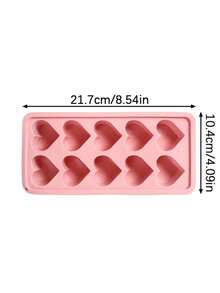 1 molde de hielo con forma de corazón, fabricado en material de silicona suave, que puede hacer 10 cubos de hielo con forma de corazón a la vez, ideal para el verano, actividades al aire libre y camping - Multicolor - Ver 3