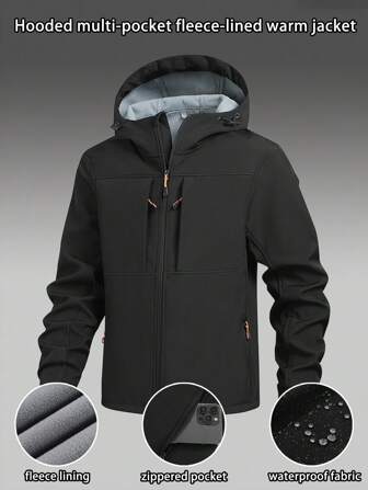 Chaqueta gruesa de manga larga para hombre, impermeable y cortavientos, para uso casual al aire libre en otoño e invierno