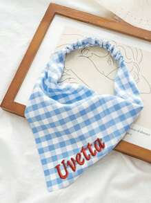 Personalized Plaid Dog And Cat Headscarves With Elasticity - Customizable Pet Scarves, Stylish And Comfortable - Perfect As Dog Gifts. Features Include Plaid Headscarves, Dog Themes, Retro, Casual, Unisex, Old Money Style, Fashionable, Cute, Customizable, Personalized, Unique. Ideal Customized Gifts For Him Or Her, Suitable For Pets And Summer Use.