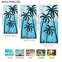 1 pieza Toalla de playa tropical, de secado rápido de fibra ultrafina, suave y absorbente, toalla de viaje con estampado de árbol de palma, lavado a mano, poliéster, rectangular, adecuada para piscina, yoga, deportes, regalo universal de vacaciones, artículos esenciales de playa