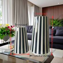 Vaso de cerâmica minimalista, vaso de flores listrado preto e branco