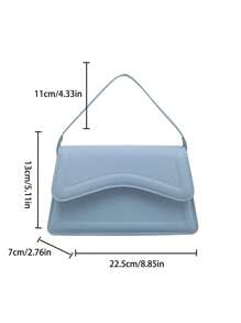 New Blue Solid Color Women PU Material Square Handbag, Simple Fashion Stylish Casual Shoulder Bag