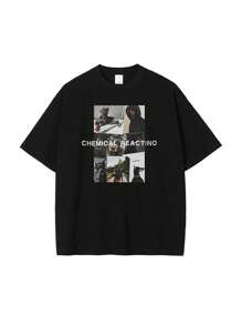 200g Cotton T-Shirt 2025 Men's New Short-Sleeved Cotton Vacation Pattern Short-Sleeved Crew Neck Matching Look