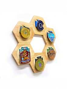 Fashionable Medal Stand Display Stand Wall Rack, Honeycomb Wooden Medal Stand Splicing Clothes Rack Display Stand Hexagonal Free Stand, Suitable For Basketball, Gymnastics, Football And Softball Stands, Easy To Install - Wood Color - View 2