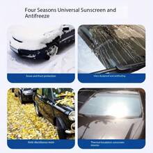 1 pièce Épais couvre-neige pour voiture, protecteur de givre pour pare-brise de voiture, écran de protection pour fenêtre de voiture en hiver, parasol et protecteur contre le vent, protection toutes saisons, polyvalent pour utilisation extérieure (grand, argent)