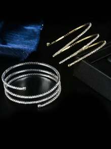 1pc Simple Flexible Rhinestone Leg Foot Chain Anklet For Women, Elegant Vintage Layered Foot Jewelry Can Be Wrapped And Styled Freely, Suitable For Daily Wear And Summber Beach Holidays Gift