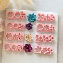 1pc/8pcs Polymer Clay Flower Petal Cutter - 8 Shapes Polymer Clay Petal Cutters For Making Polymer Clay Jewelry Earrings - Pink - View 15