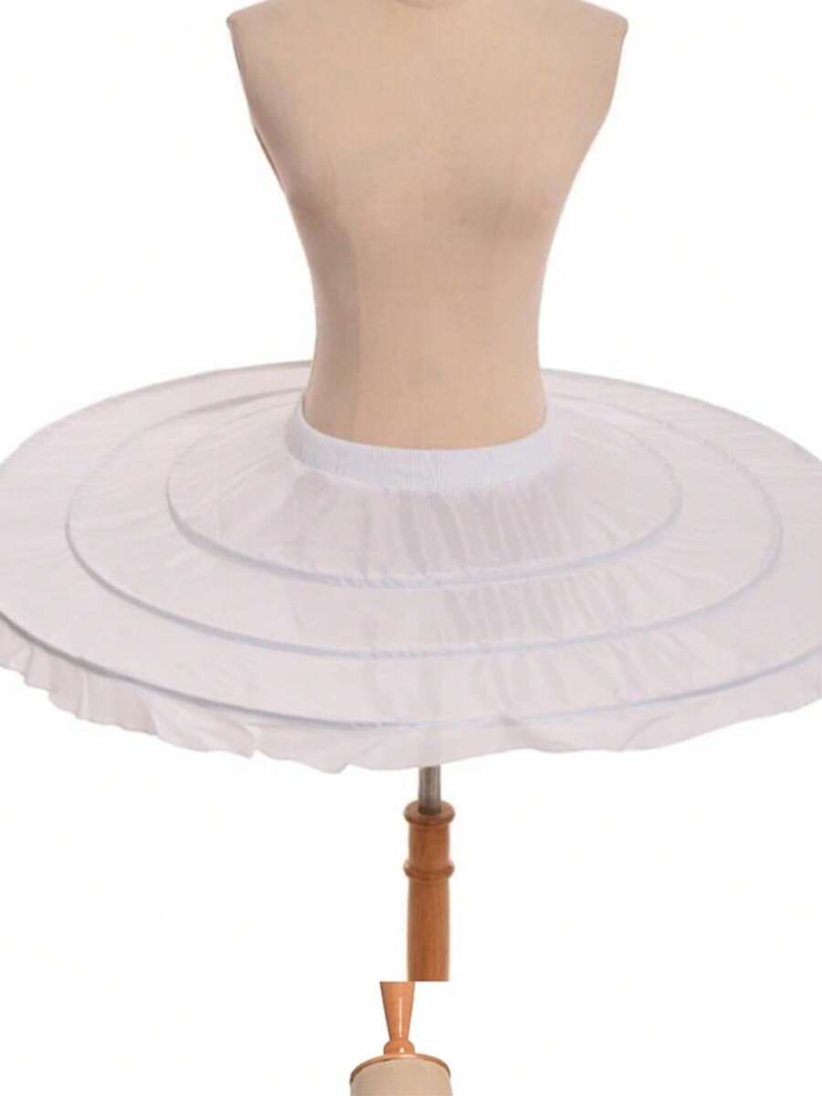 1pc Women's Cosplay Petticoat, Flying Saucer Petticoat, Violent Petticoat, Swan Ballet, 3-Ring Bone Petticoat, Short And Extra Fluffy ,Summer,Beach,Wedding,Elegant,Birthday - White - View 1