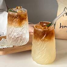 1 Clear Borosilicate Glass Cup, Windproof Diamond Pattern Water Glass, Heat Resistant Explosion Proof Cold Drink Cup, Milk Tea Cup, Transparent Cup Camping, Teacher Gift, Mug Coffee, Glass, Household Essentials, Christmas Gift, Christmas Decorations, Christmas Mug, Fun Gift, Coffee Cup, Autumn Cup, Christmas Decoration Home, Cute, Gift, Christmas Decorations