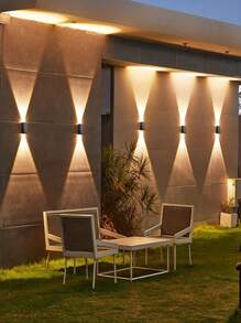 1pc 2 LED Solar Light, Outdoor Atmosphere Wall Lamp, Up And Down Light Control Fence Light For Garden, Street, Balcony, Yard, Garage, Corridor Decor