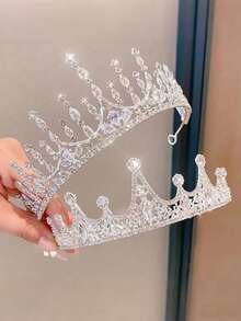 1pc Fashionable & Elegant Alloy Princess Crown, Suitable For Women Wedding Party Performance Hair Accessories