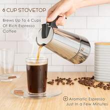 New  6 C Greca Stovetop Pr Maker, Moka Cee Pot  Percolator Dign, Stainls Steel Italian Cee Maker, 300ml/10oz - 不銹鋼 6C - 查看 3