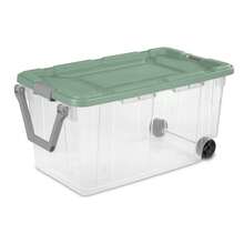 Extra Large Storage Bin, 40 Gallon Plastic Storage Bin With Wheels, Handle, Black, 2 Pack - trong suốt/xanh lá cây - Xem 2