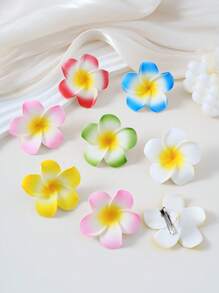 12 pièces/6 pièces/5 pièces/2 pièces Ensemble de pinces à cheveux en plumeria artificiel bohème, accessoires pour vacances d'été, convient aux femmes, adolescentes, étudiantes, filles, vacances à la plage, utilisation quotidienne, pince plate, barrette, pinces à cheveux, fournitures scolaires