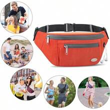 Entchin Fanny Pack Women Men,Crossbody Belt Bag With 4-Zipper Pockets,Adjustable Waist Bag Pack,One Of Most Popular Travel Essential Gifts Walking,Traveling,Cycling - 橘色 - 查看 6