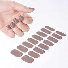 16 pièces de bandes d'ongles en gel nude, autocollantes semi-durcies couvrant tout l'ongle, nécessitent un durcissement à la lampe, tiennent 14 jours, effet paillettes, fournitures de nail art pour dames, faciles à utiliser, accessoires pour ongles