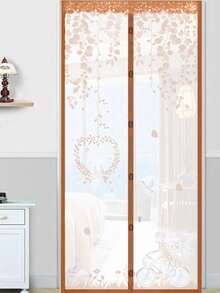 经典编织尼龙磁性纱门 - 自密封免提网状窗帘，具有艺术自然设计（鸟类、花卉），重型宠物和儿童屏障，易于安装，带有多个组件 - 彩色 - 查看 12