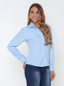 Rand paul New Release Women's Formal Shirts, Simple Style, Shirts With Front Buttons - 藍色 - 查看 6