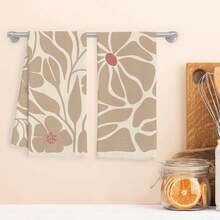 2 Pcs Boho Floral Kitchen Towels, Set Of 2 - Floral Hand Towels Dish Towels, Decorative Kitchen Towels, 16*24 In - Màu Khaki - Xem 4