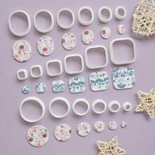 6pcs/Set Different Sizes Geometric Polymer Clay Earring Cutters, Puffy Circle Arch Triangle Clay Molds For DIY Jewelry Pendant Making, Rounded Square Clay Cutters, Minimalist Polymer Clay Crafting Tools - Geometric - View 3