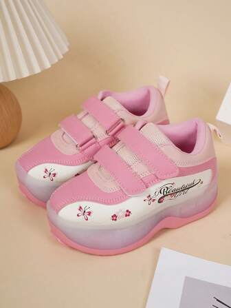 1 Pair Children's Fashion Skate Shoes With Convenient Button