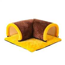 Cama de túnel de escondite cálido para cobayas, túneles y tubos suaves y removibles para jaula, escondite de lana para cobayas y ratas, resistente - Amarillo - Ver 13