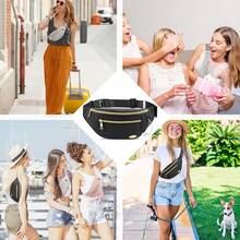Entchin Fanny Pack Women Men,Crossbody Belt Bag With 4-Zipper Pockets,Adjustable Waist Bag Pack,One Of Most Popular Travel Essential Gifts Walking,Traveling,Cycling - Mini Black - 查看 7