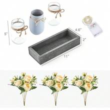 Nuevas luces de tarros Mason como centro de mesa para comedor, estilo rústico y granja con 3 tarros, en color gris azulado para sala de estar - Gris azul - Ver 6