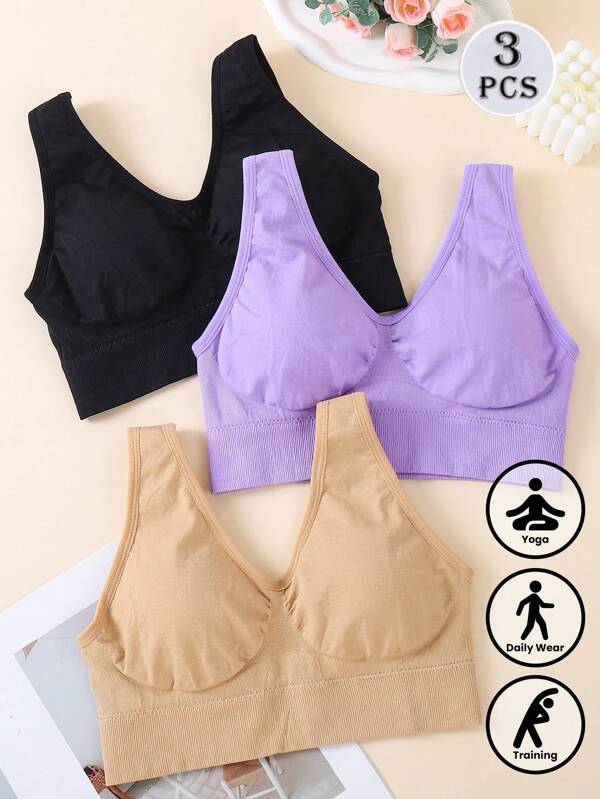 3 Pieces/Set Of Women's Yoga And Fitness Vests, Sports Bras, Women's Underwear, Daily Summer Clothing