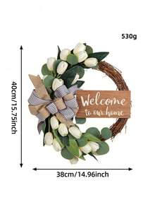 White Tulip Wreath, Home Decor - Multicolor - View 3