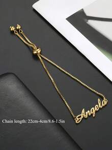 1pc Multi-Color Custom Personalized Name Bracelet, Suitable For Ladies And Girls, Adjustable Personalized Stainless Steel Fashion Jewelry, The Perfect Birthday Gift For Mom's Girlfriend Gold,Rose Gold Stylish,Fall Fashion,Vintage - Multicolor - View 3