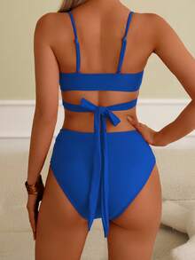 Fashionable Women Bikini Top And Bottom Swimsuit Set, Casual Vacation