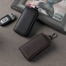 1 pièce Porte-clés multifonction zippé pour voiture, sac à carte porte-clés en PU unisexe à suspendre à la taille pour clés de voiture, clés de porte, cartes, accessoires de voiture d'usage quotidien décontracté, porte-charm scolaire