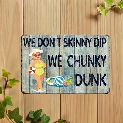 1pc Humorous Pool Metal Tin Sign, Aluminum Sign 2D Flat, Suitable For Those Who Love Humor And Pursue A Relaxed Atmosphere, Applicable To Poolside, Beach Huts And Other Scenes