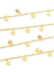 Bộ 1 chiếc dây đeo kính kim loại hình ngôi sao thiết kế tối giản, dây đeo kính nữ, dây đeo kính thời trang du lịch, dây đeo kính chống trượt thời trang, dây đeo kính chống trượt bằng silicon, dây cố định khẩu trang, quà tặng cho bạn bè. - Vàng - Xem 2