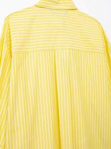 DEEKA Chemise longue ample à simple boutonnage rayée à manches longues pour femmes, printemps/été