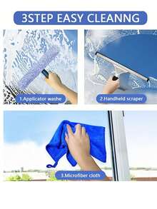 2-In-1 Professional Window Cleaning Set: Silicone Squeegee And Microfiber Cloth - Suitable For Cleaning Shower Glass, Mirrors, Doors And Cars. Ideal For Daily Window Cleaning. - Multicolor - View 10